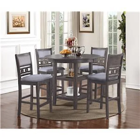 Counter Height Dining Table and Chair Set with 4 Chairs and Circle Motif